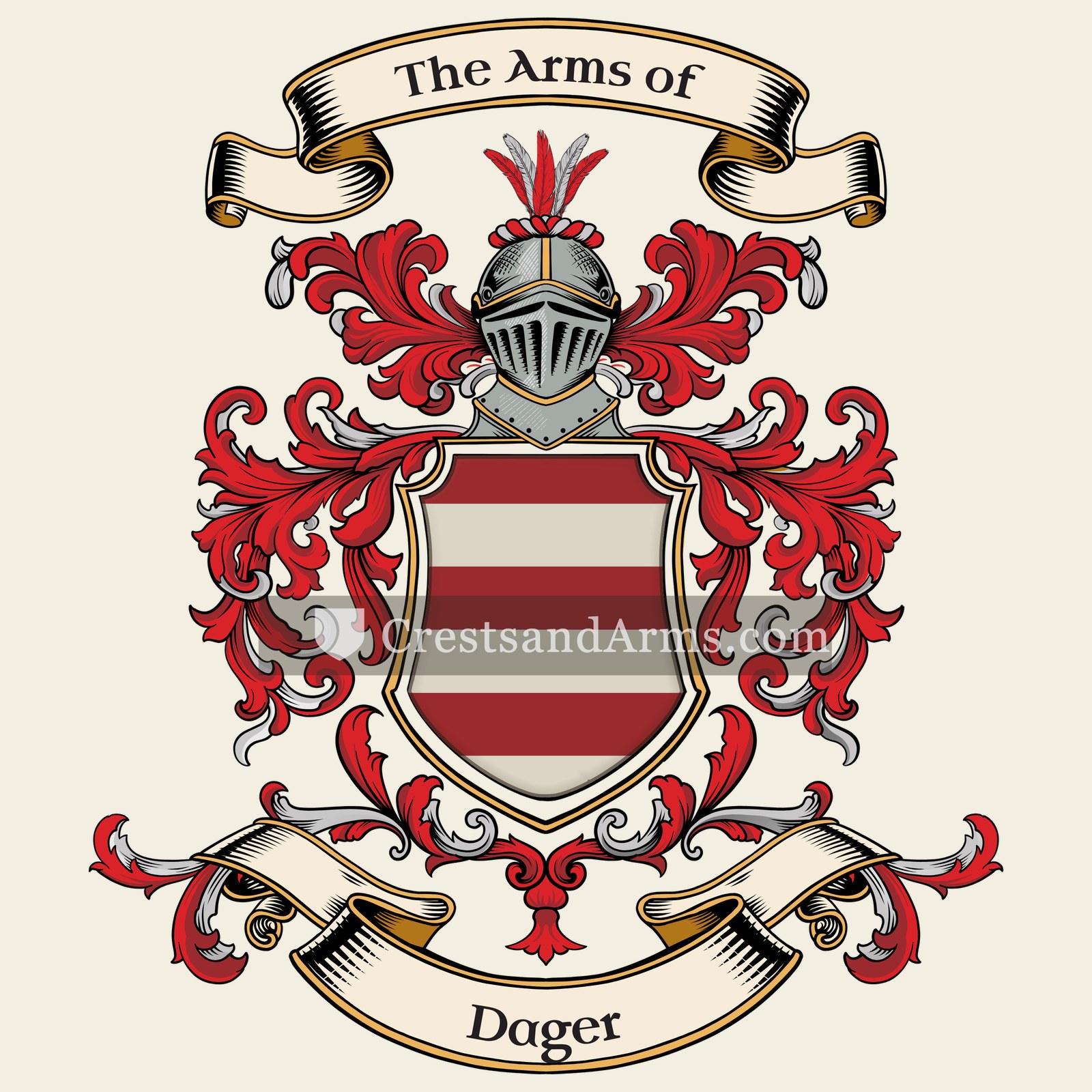 The Dager coat of arms, drawn from the recorded blazon