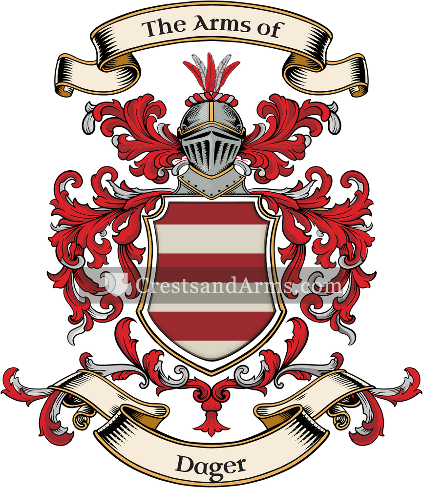 The Dager coat of arms, drawn from the recorded blazon