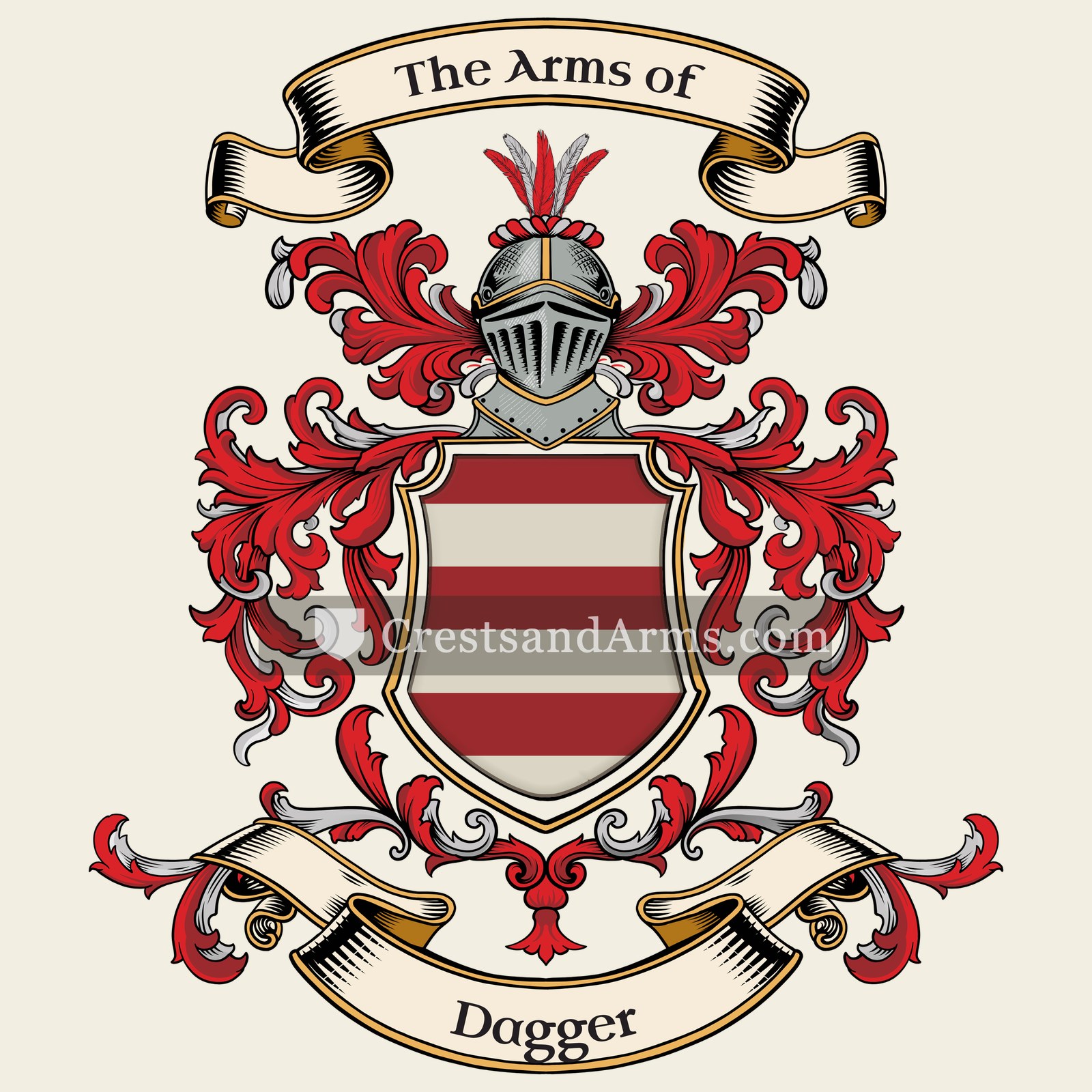The Dagger coat of arms, drawn from the recorded blazon