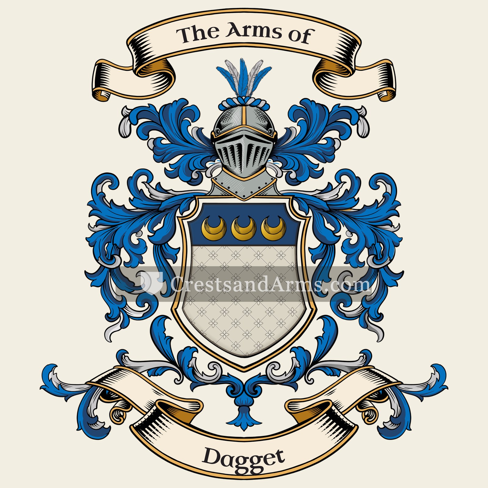 The Dagget coat of arms, drawn from the recorded blazon