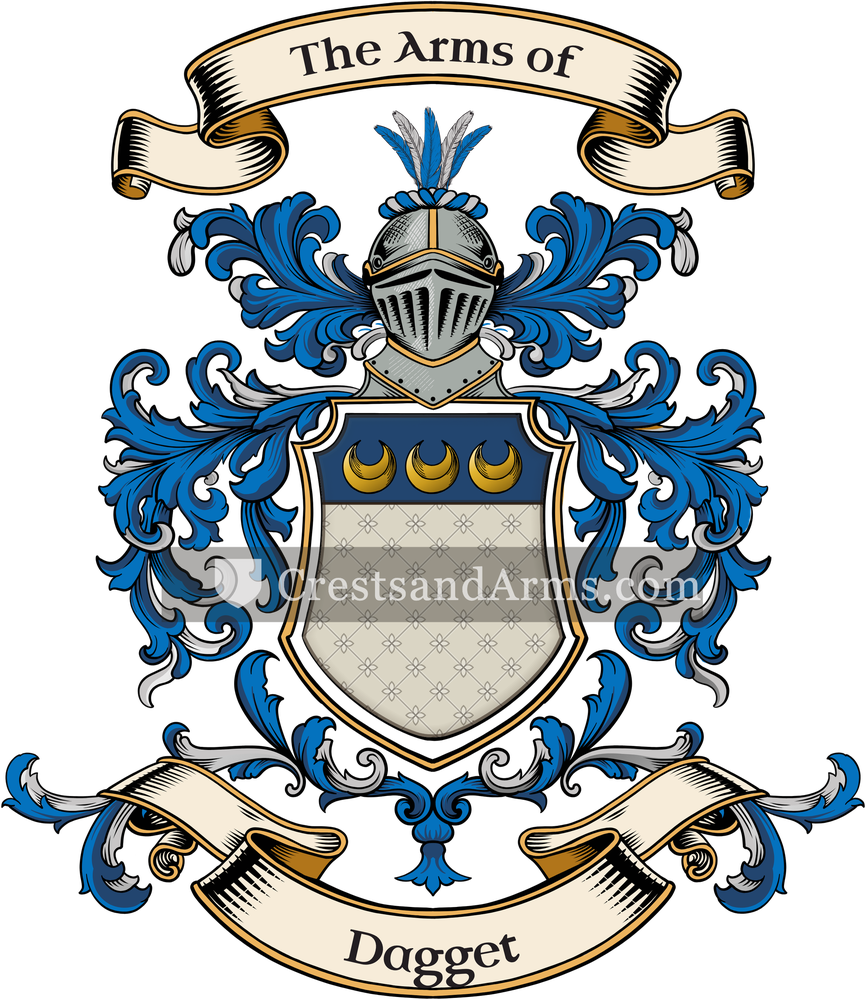The Dagget coat of arms, drawn from the recorded blazon
