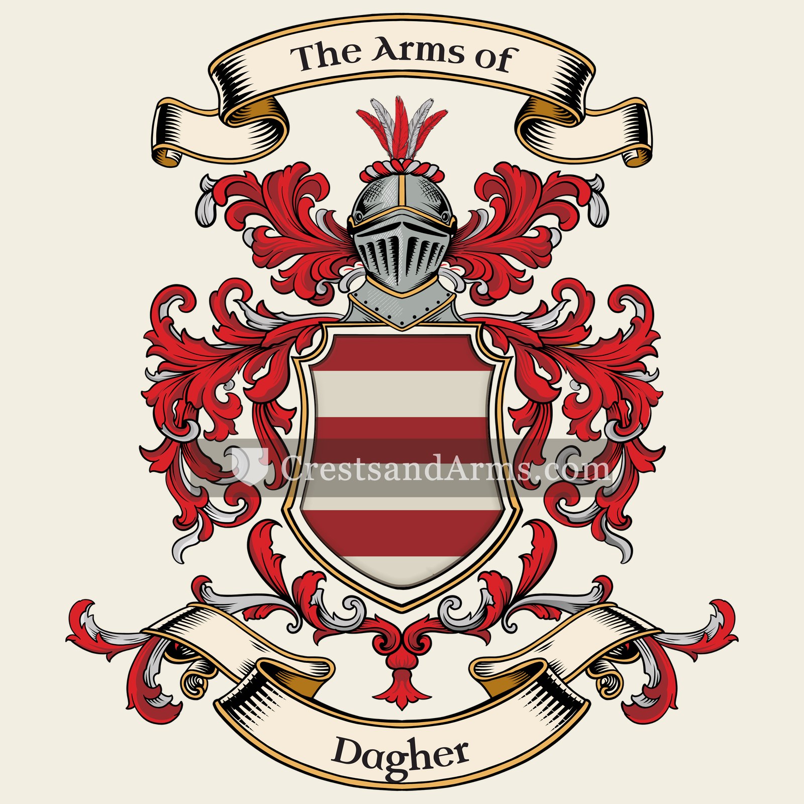 The Dagher coat of arms, drawn from the recorded blazon
