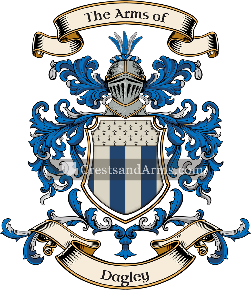 The Dagley coat of arms, drawn from the recorded blazon