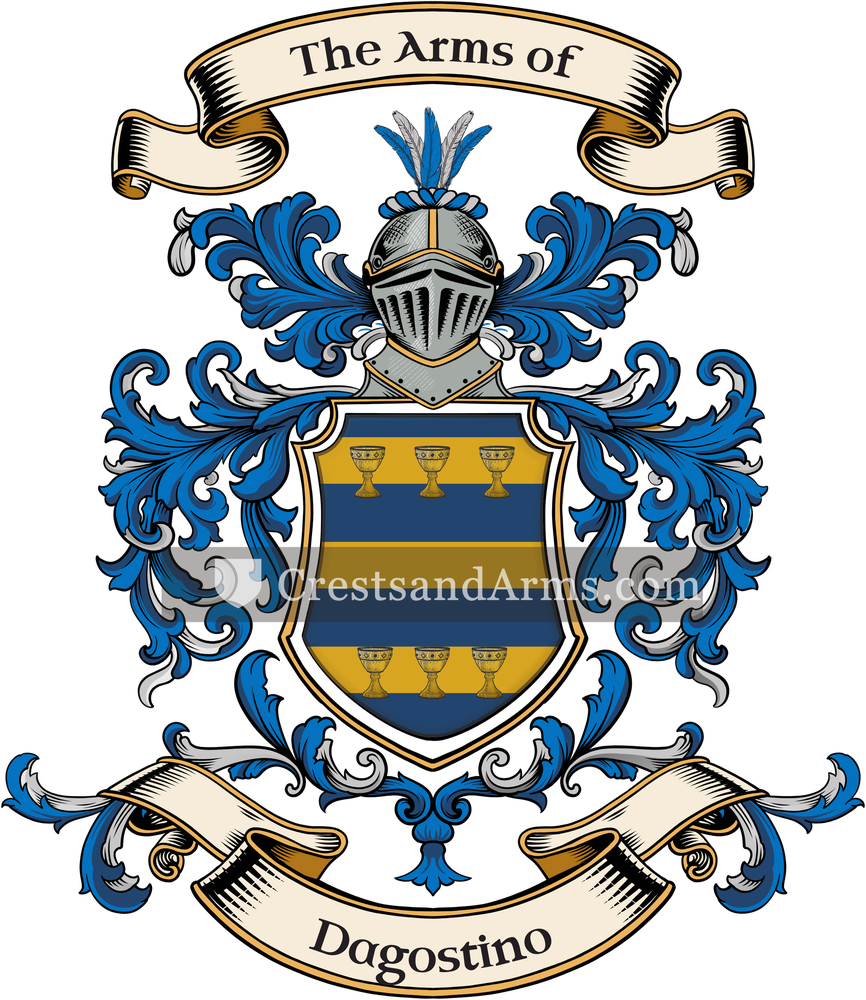 The Dagostino coat of arms, drawn from the recorded blazon
