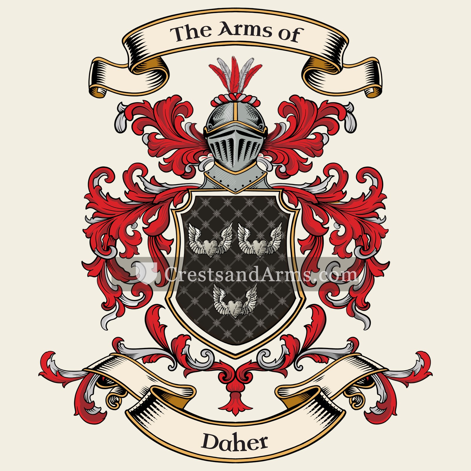 The Daher coat of arms, drawn from the recorded blazon