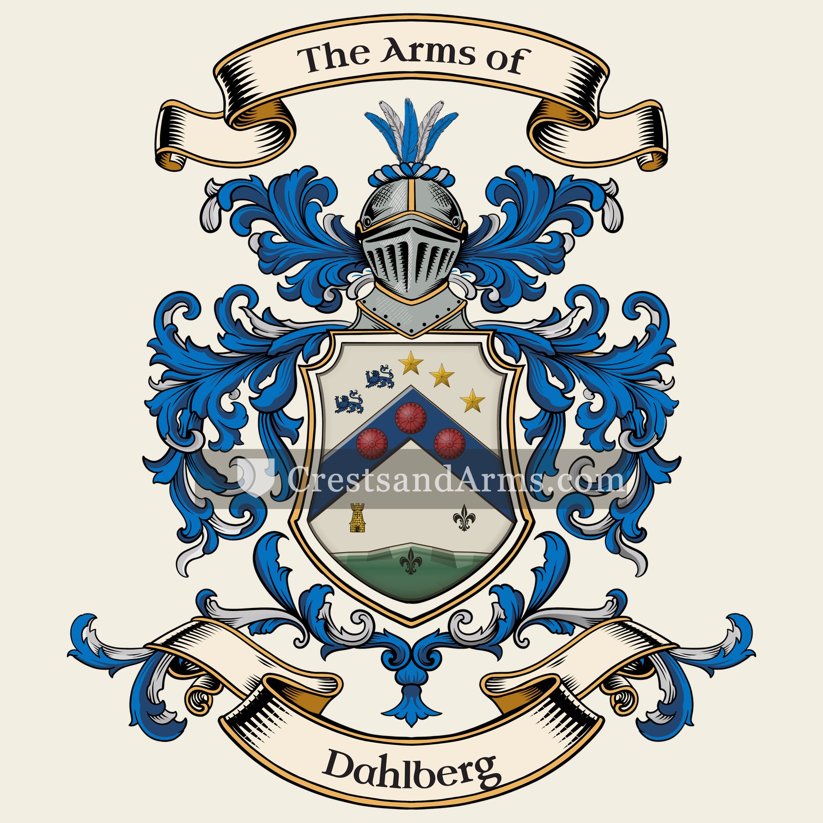 The Dahlberg coat of arms, drawn from the recorded blazon