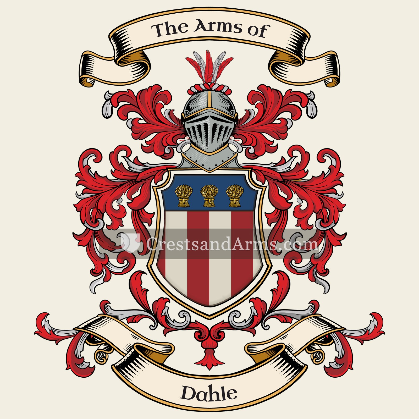 The Dahle coat of arms, drawn from the recorded blazon