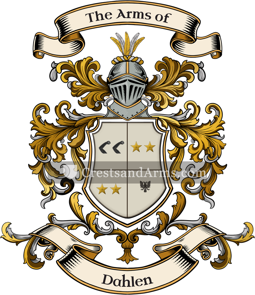 The Dahlen coat of arms, drawn from the recorded blazon
