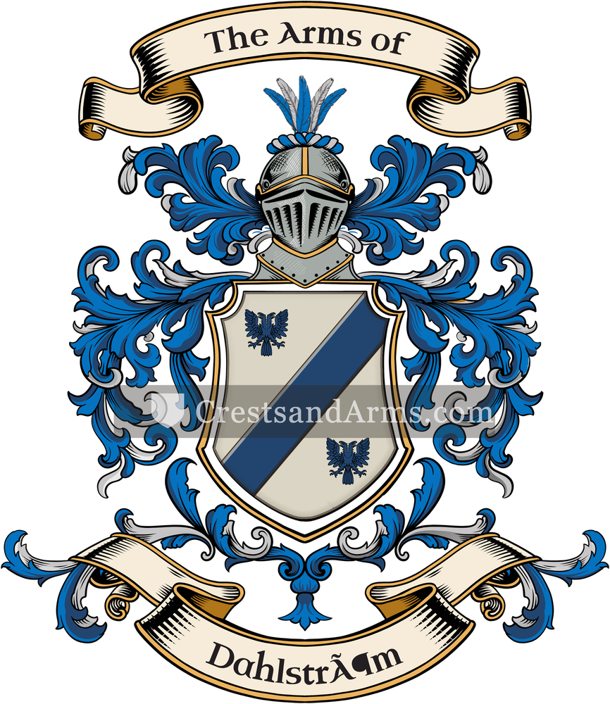 The Dahlström coat of arms, drawn from the recorded blazon