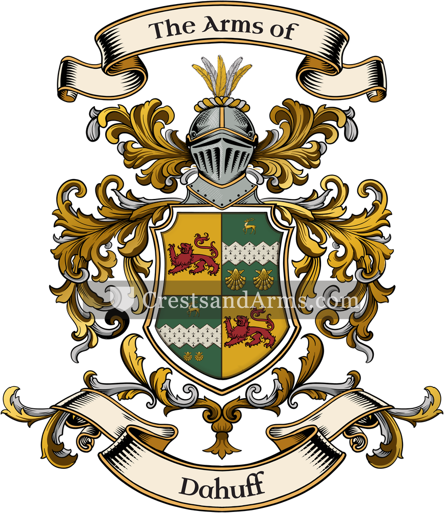 The Dahuff coat of arms, drawn from the recorded blazon