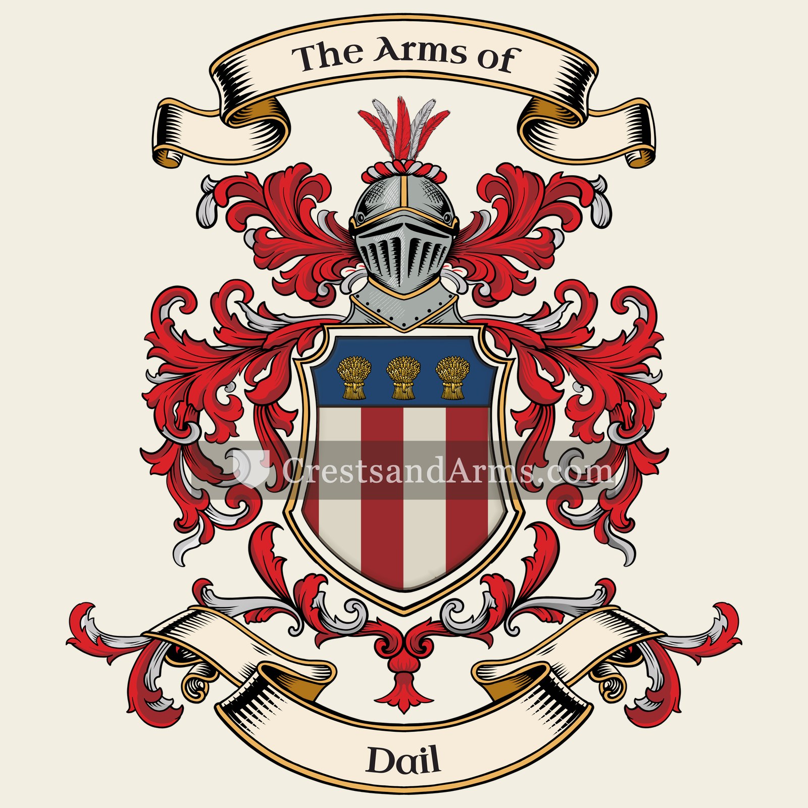 The Dail coat of arms, drawn from the recorded blazon