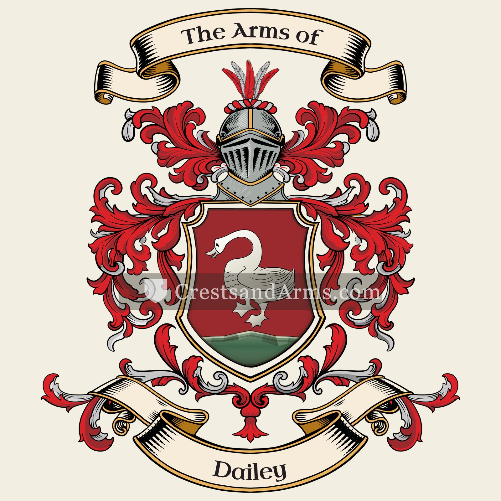 The Dailey coat of arms, drawn from the recorded blazon