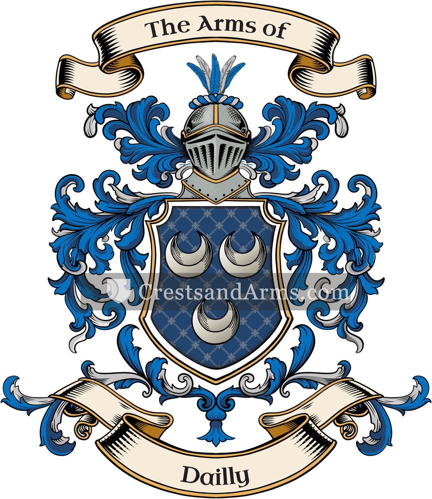 The Dailly coat of arms, drawn from the recorded blazon