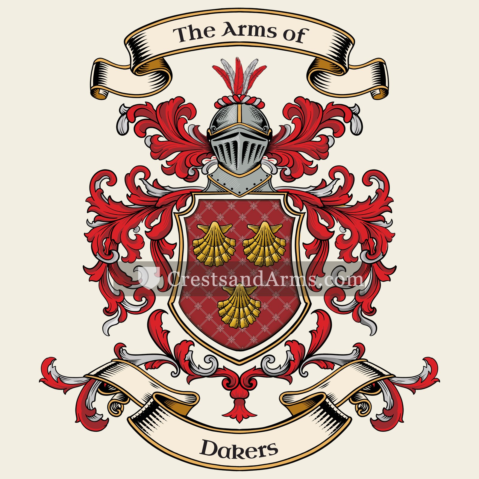The Dakers coat of arms, drawn from the recorded blazon