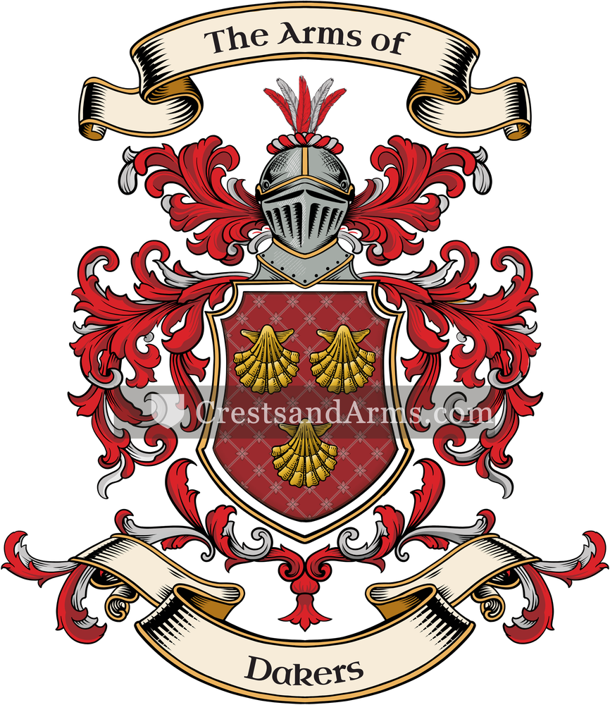 The Dakers coat of arms, drawn from the recorded blazon