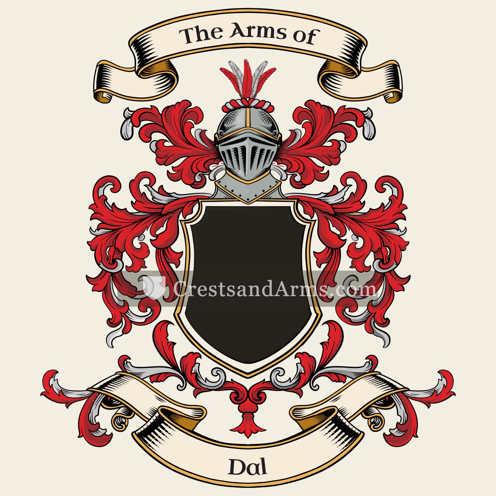 The Dal coat of arms, drawn from the recorded blazon