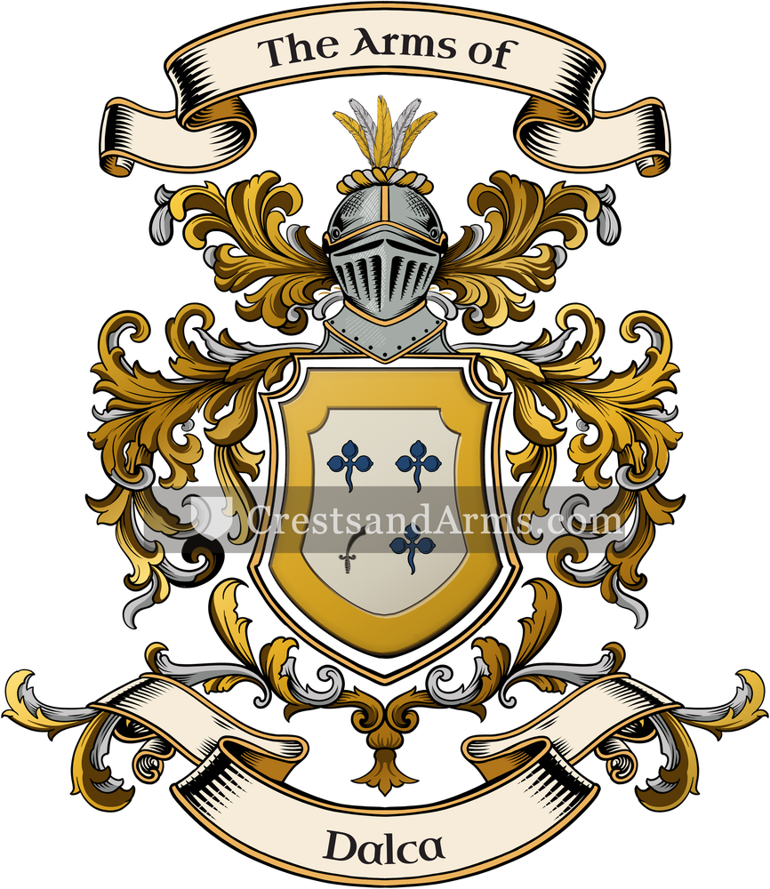 The Dalca coat of arms, drawn from the recorded blazon