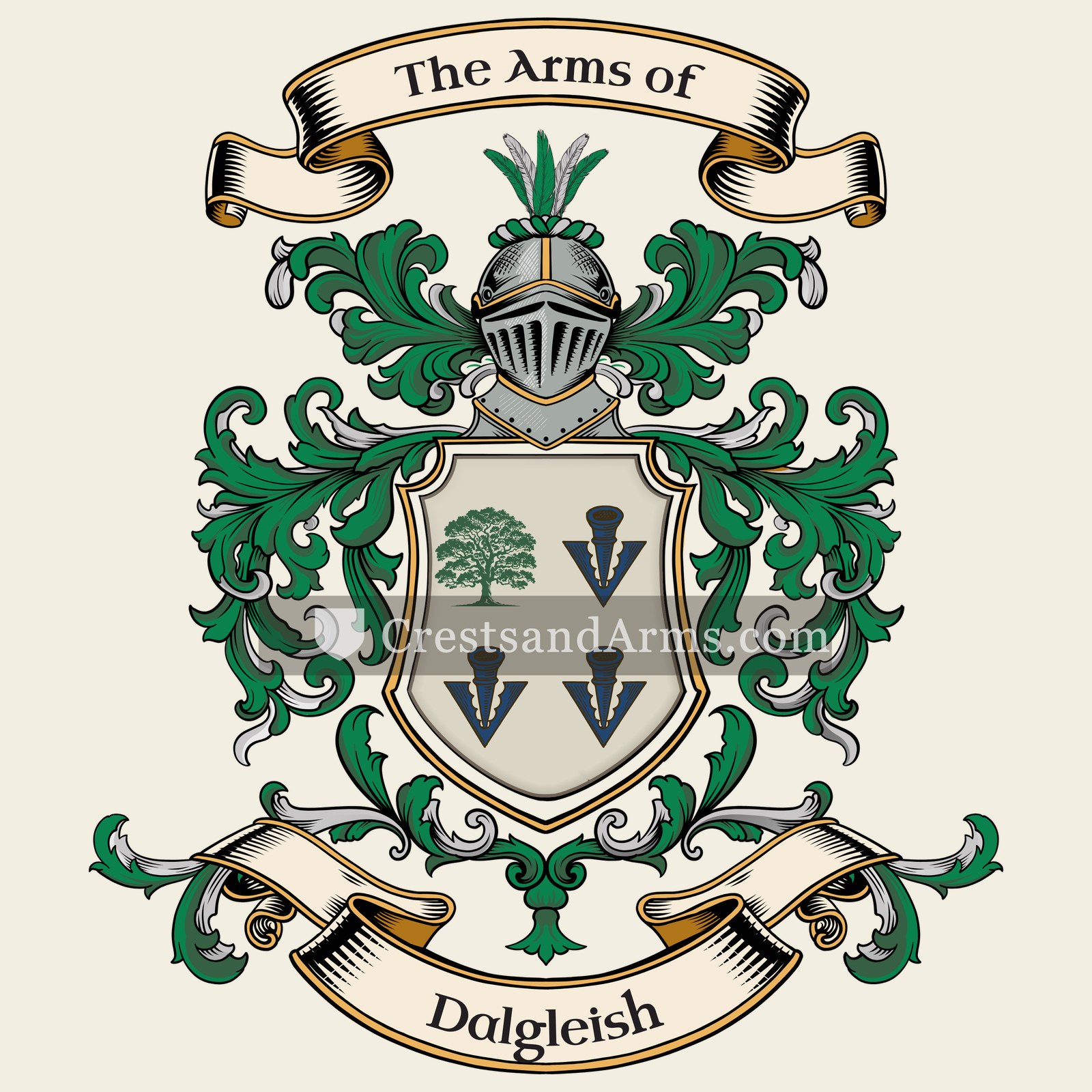 The Dalgleish coat of arms, drawn from the recorded blazon