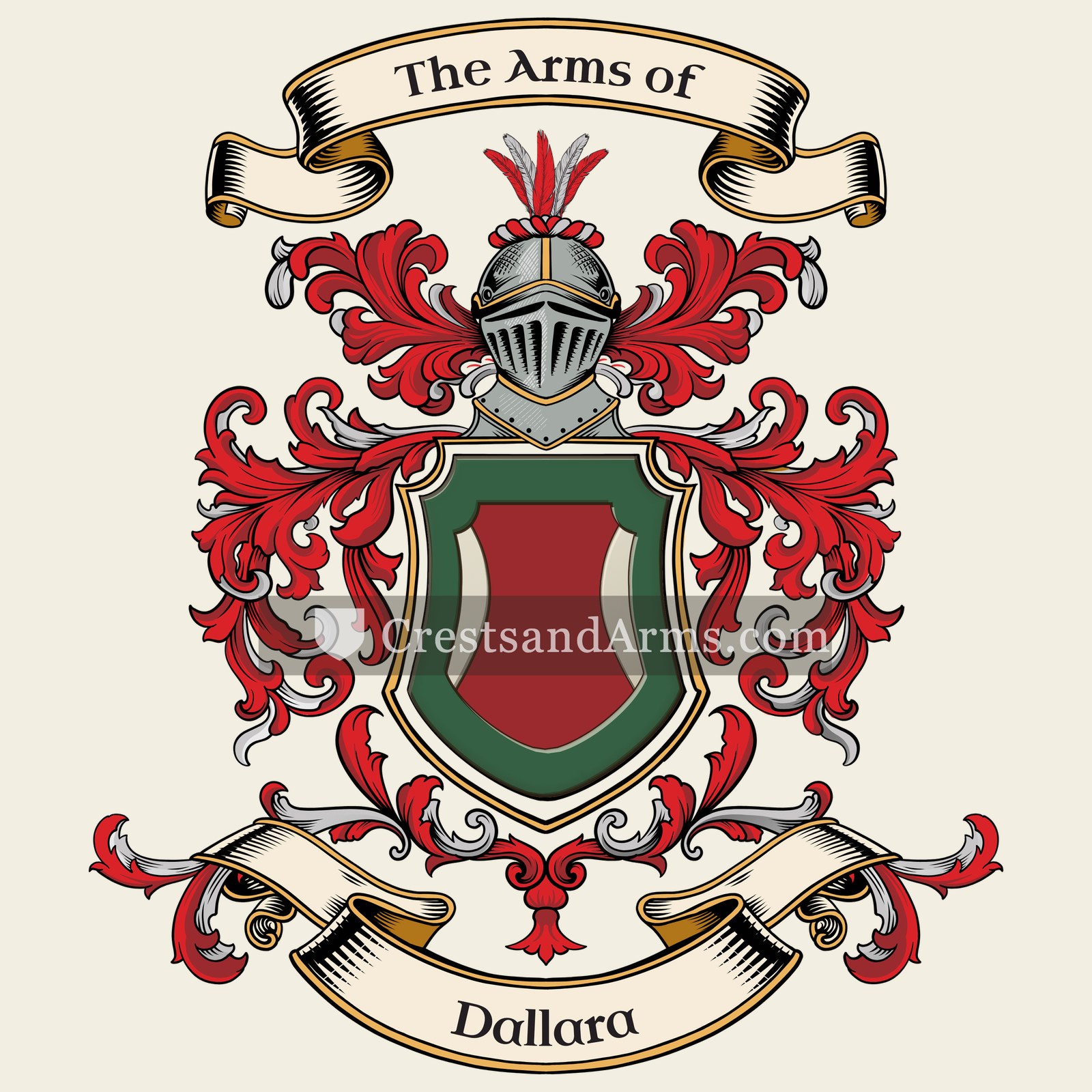 The Dallara coat of arms, drawn from the recorded blazon