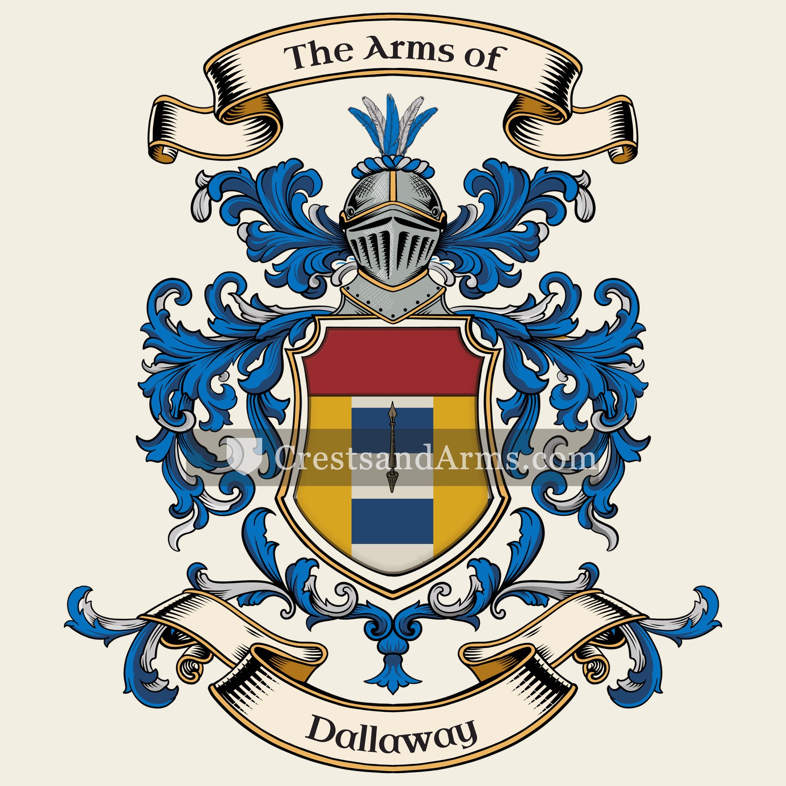 The Dallaway coat of arms, drawn from the recorded blazon