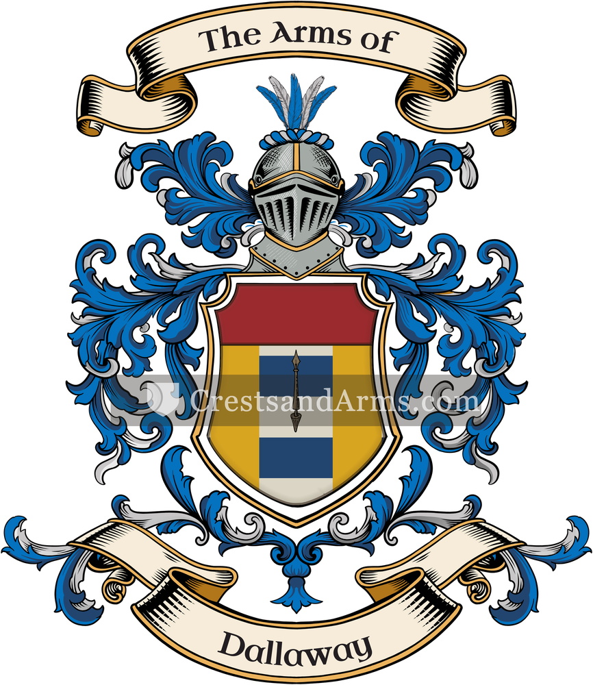 The Dallaway coat of arms, drawn from the recorded blazon