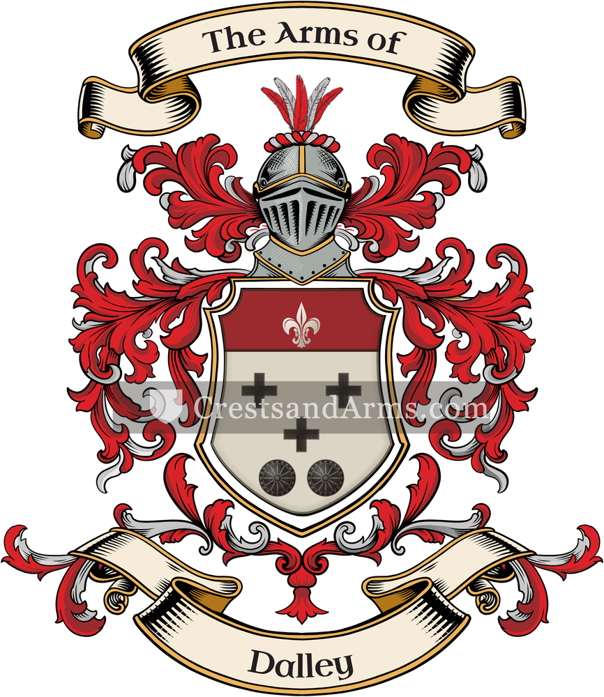 The Dalley coat of arms, drawn from the recorded blazon