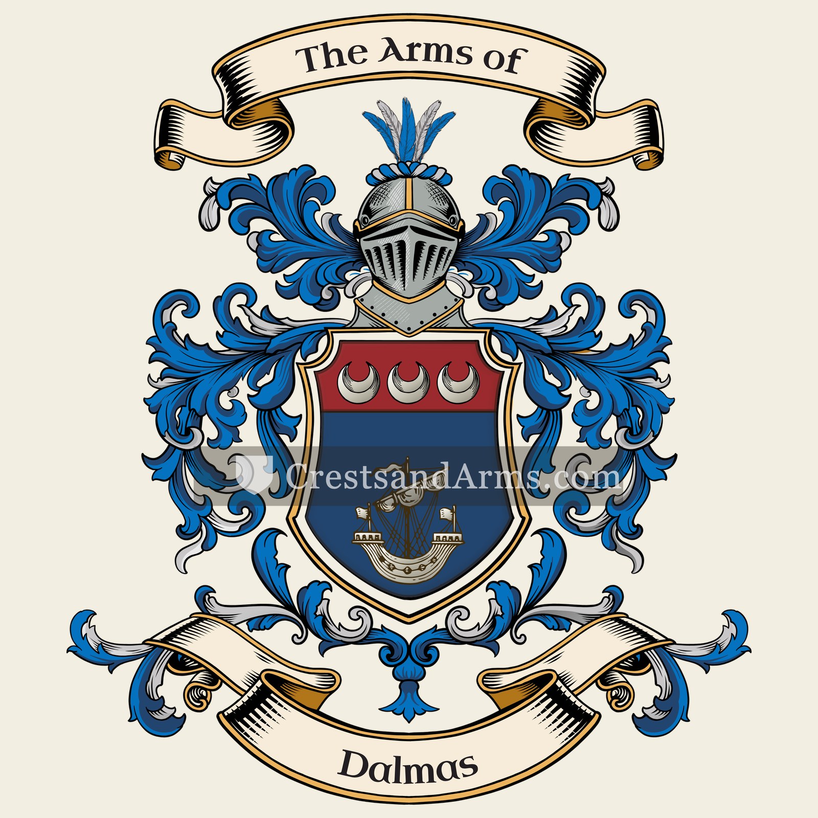 The Dalmas coat of arms, drawn from the recorded blazon