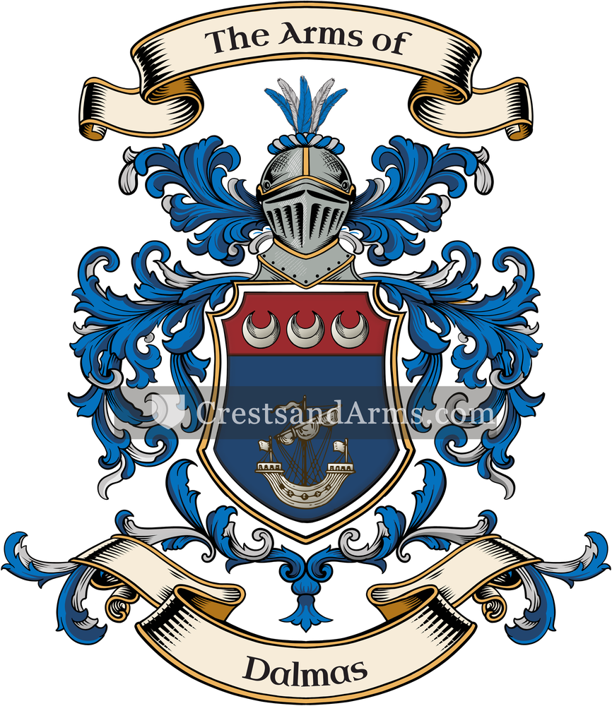 The Dalmas coat of arms, drawn from the recorded blazon