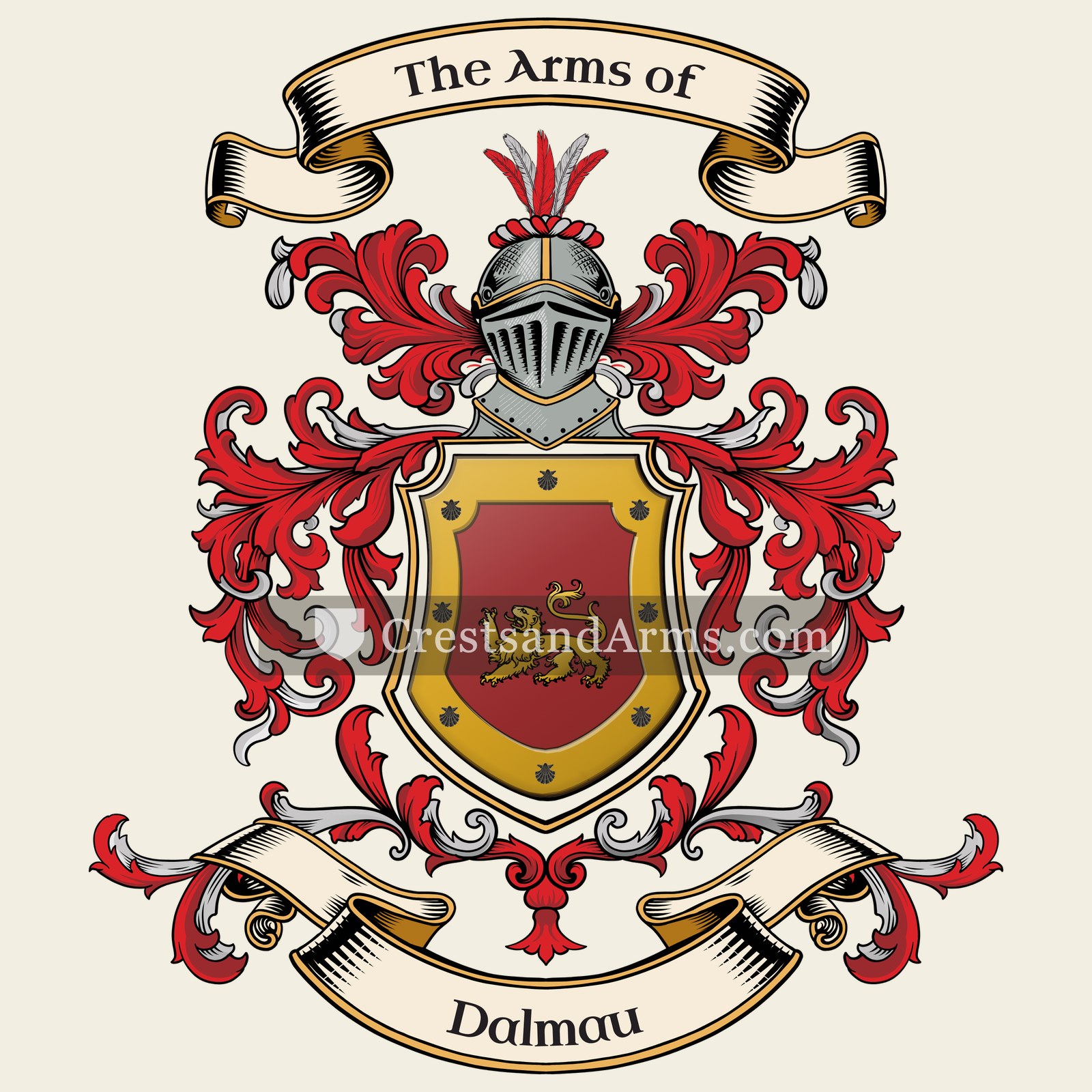 The Dalmau coat of arms, drawn from the recorded blazon