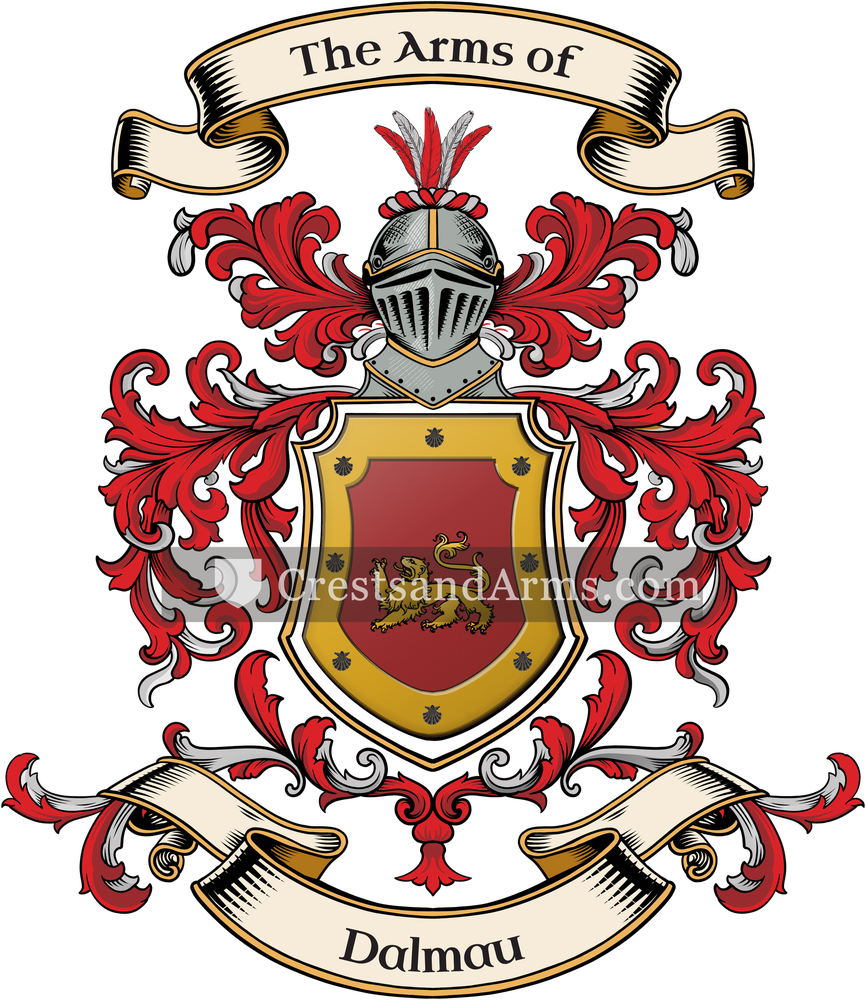 The Dalmau coat of arms, drawn from the recorded blazon
