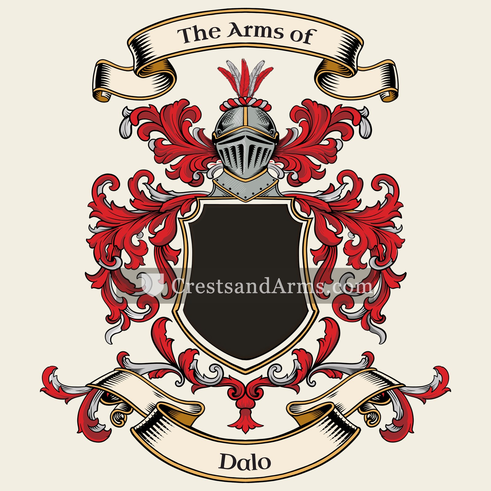 The Dalo coat of arms, drawn from the recorded blazon