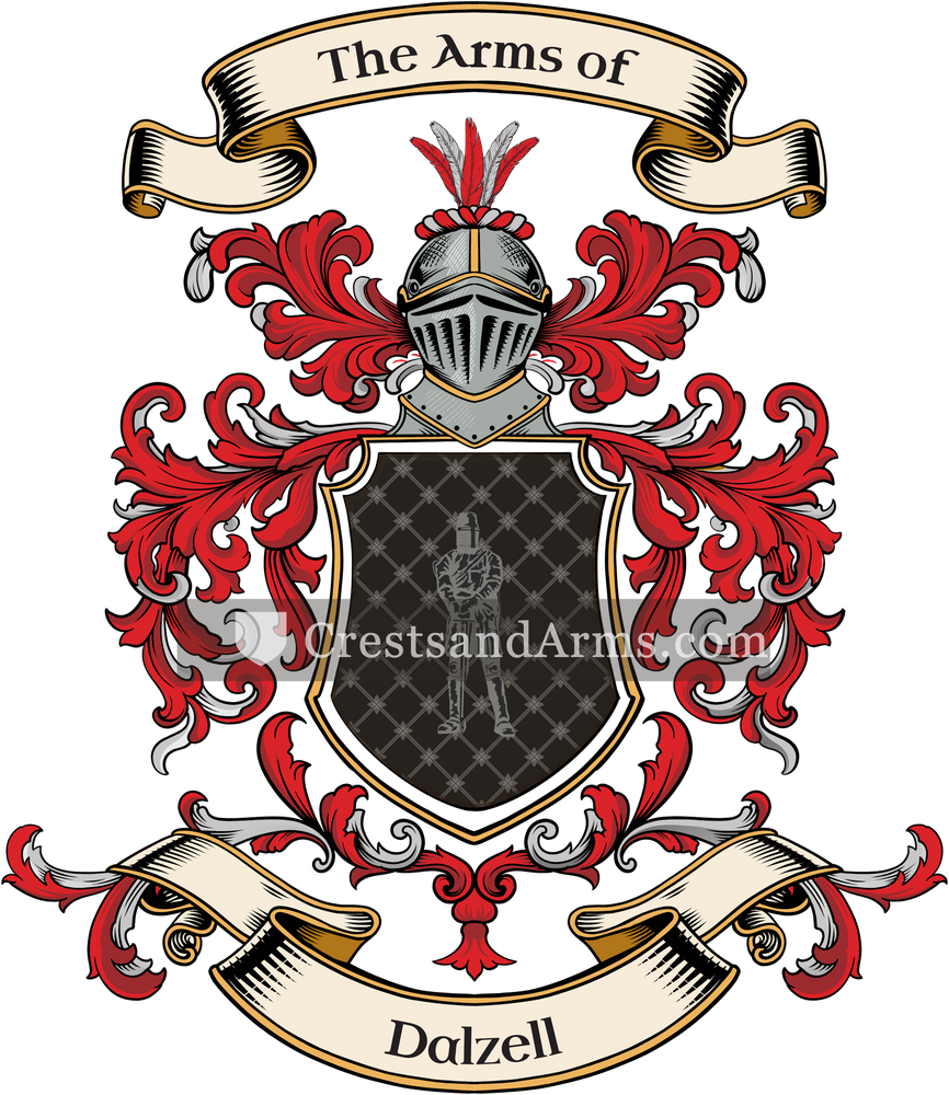 The Dalzell coat of arms, drawn from the recorded blazon