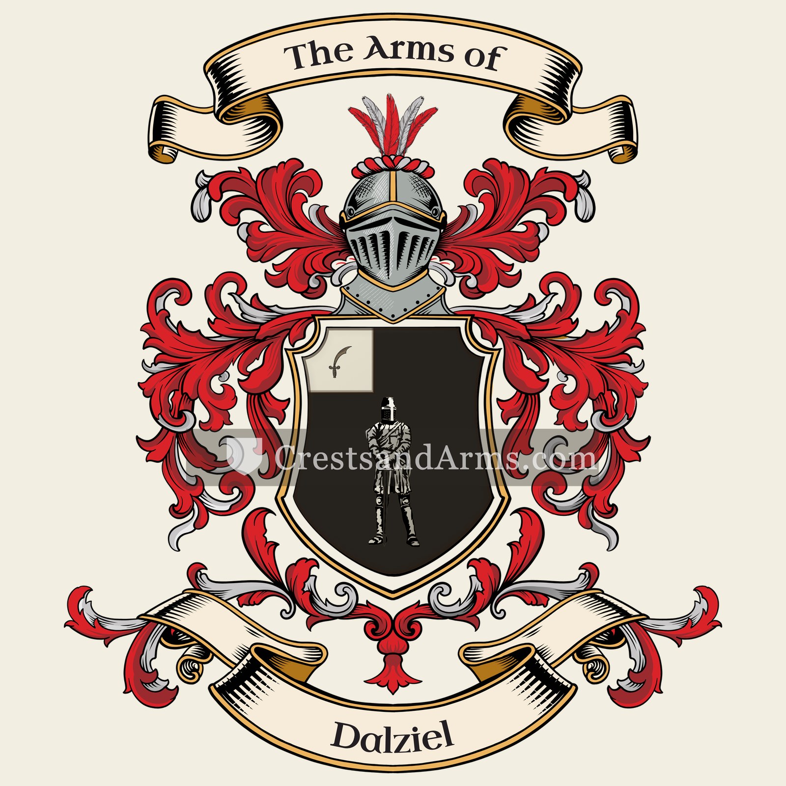 The Dalziel coat of arms, drawn from the recorded blazon