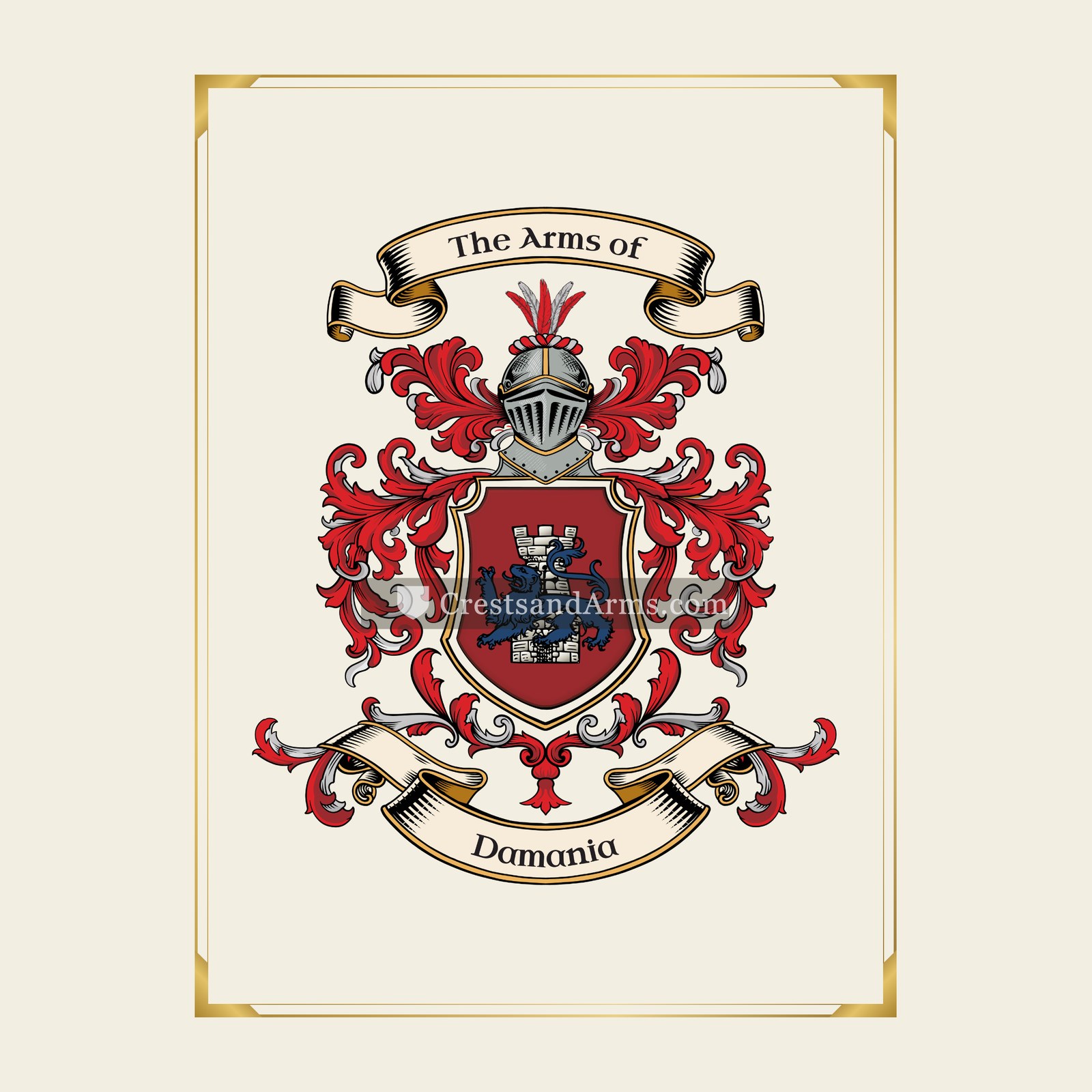 With gold border