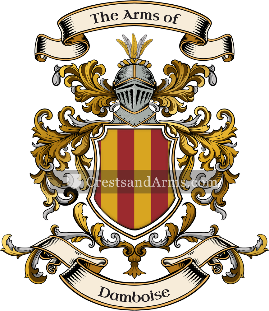 The Damboise coat of arms, drawn from the recorded blazon