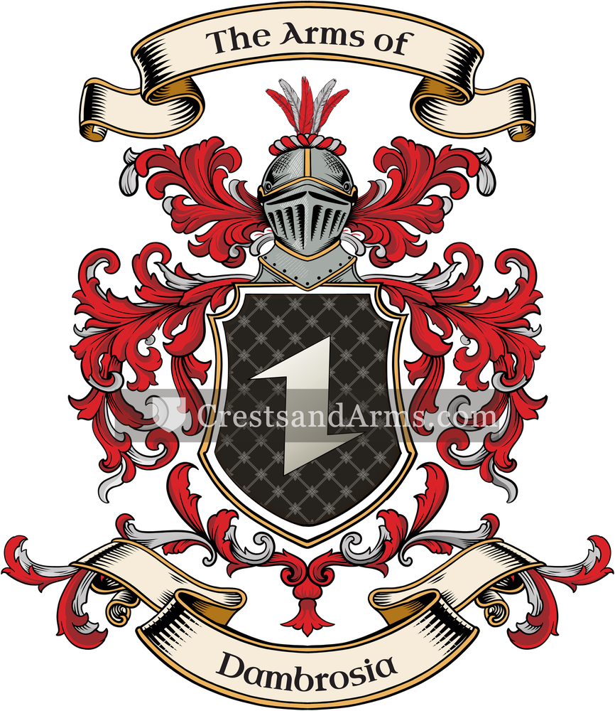 The Dambrosia coat of arms, drawn from the recorded blazon