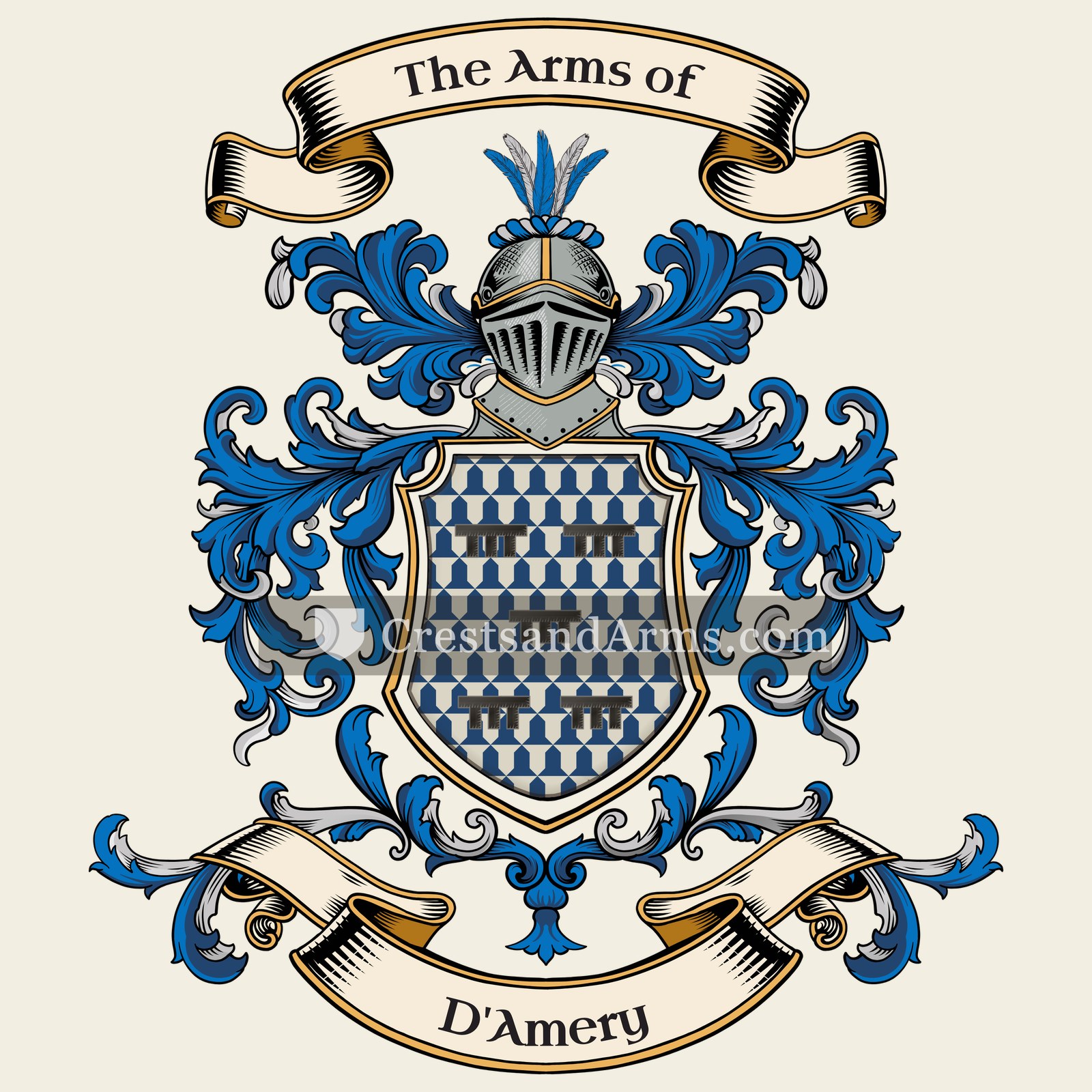 The D'Amery coat of arms, drawn from the recorded blazon
