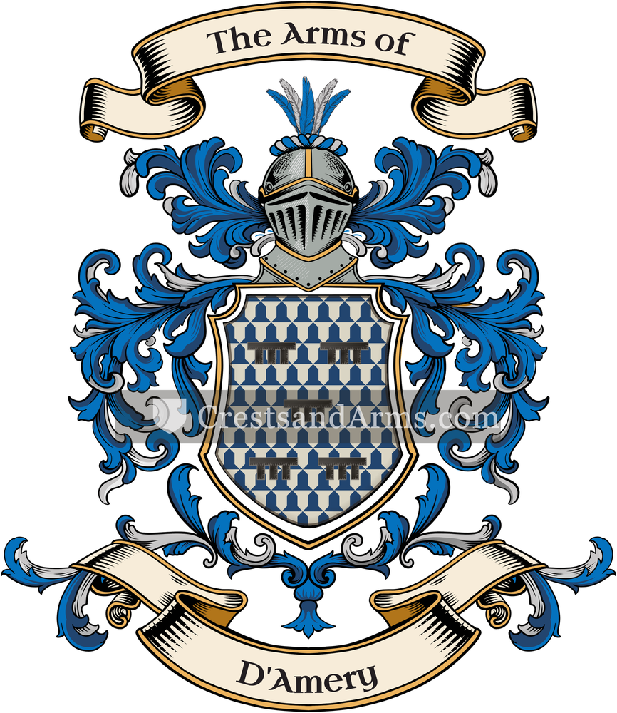 The D'Amery coat of arms, drawn from the recorded blazon