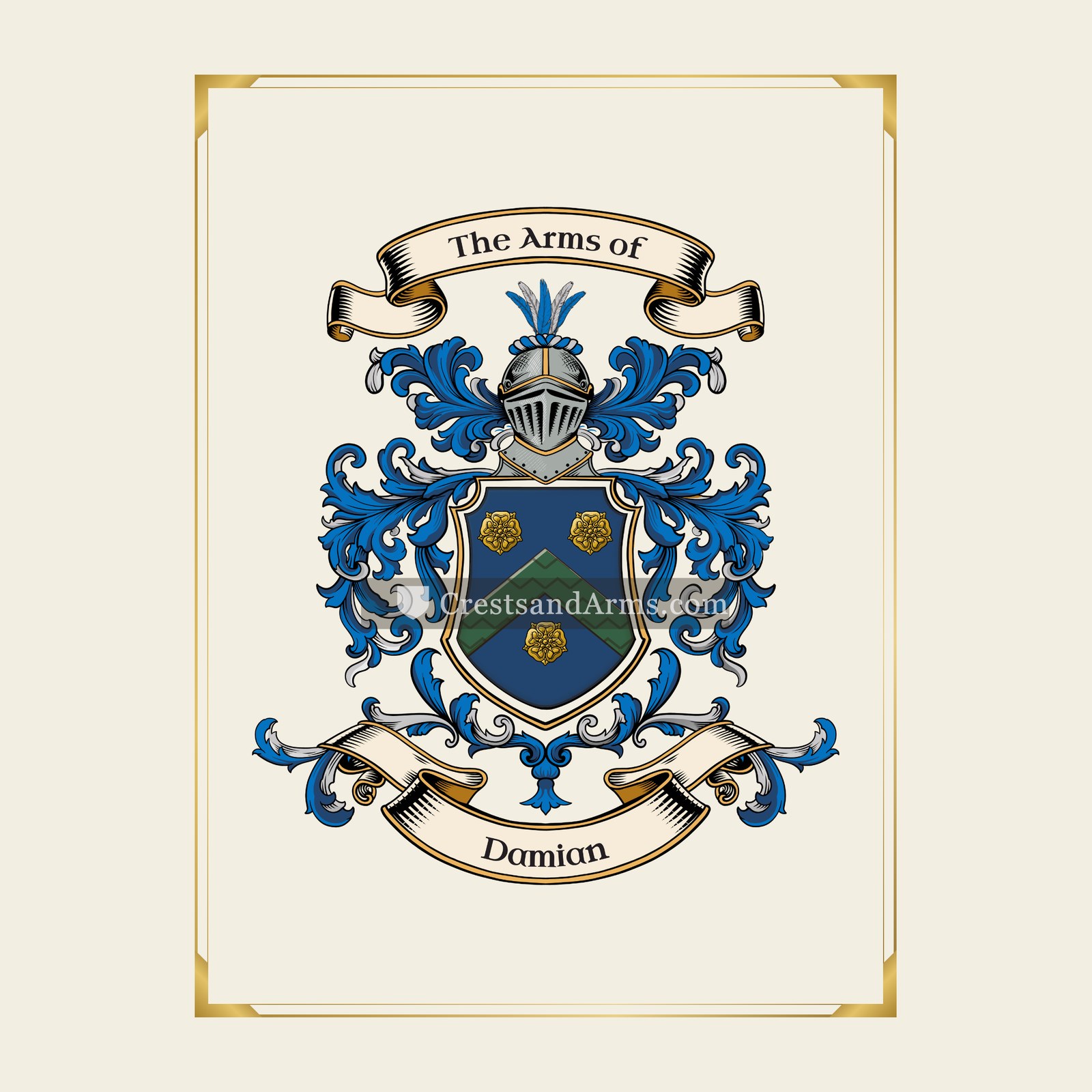 With gold border