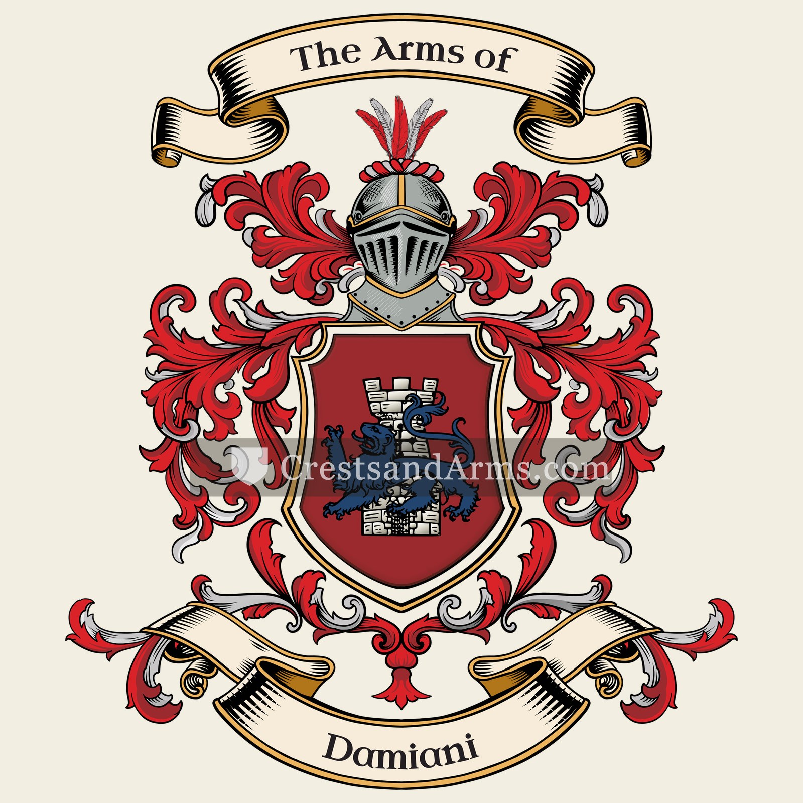 The Damiani coat of arms, drawn from the recorded blazon