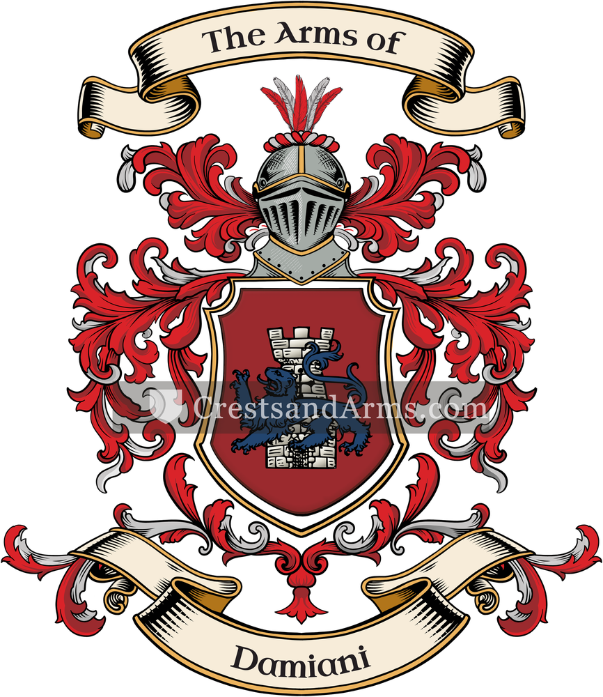 The Damiani coat of arms, drawn from the recorded blazon