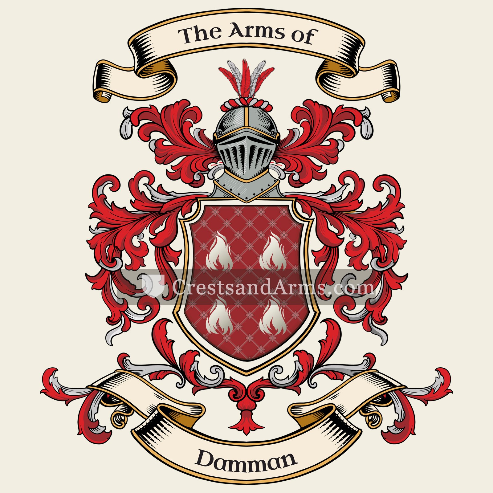 The Damman coat of arms, drawn from the recorded blazon