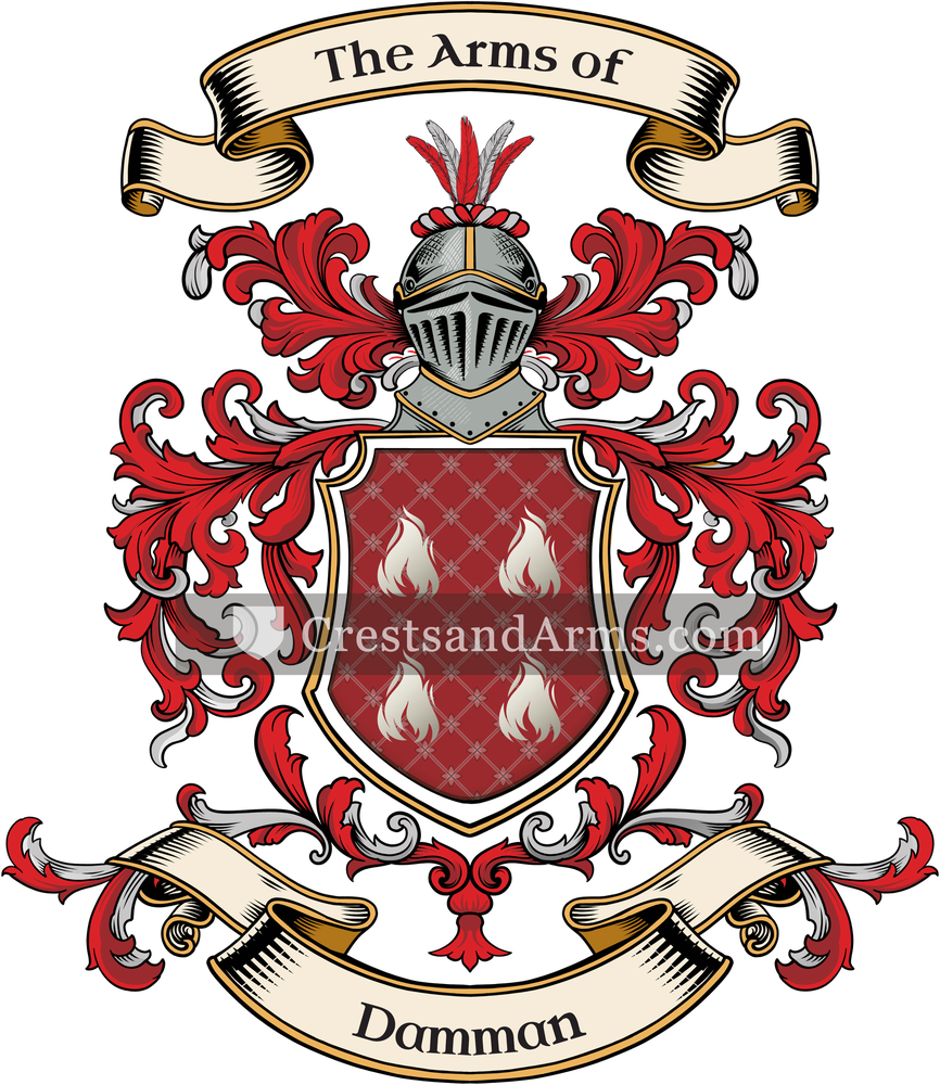 The Damman coat of arms, drawn from the recorded blazon