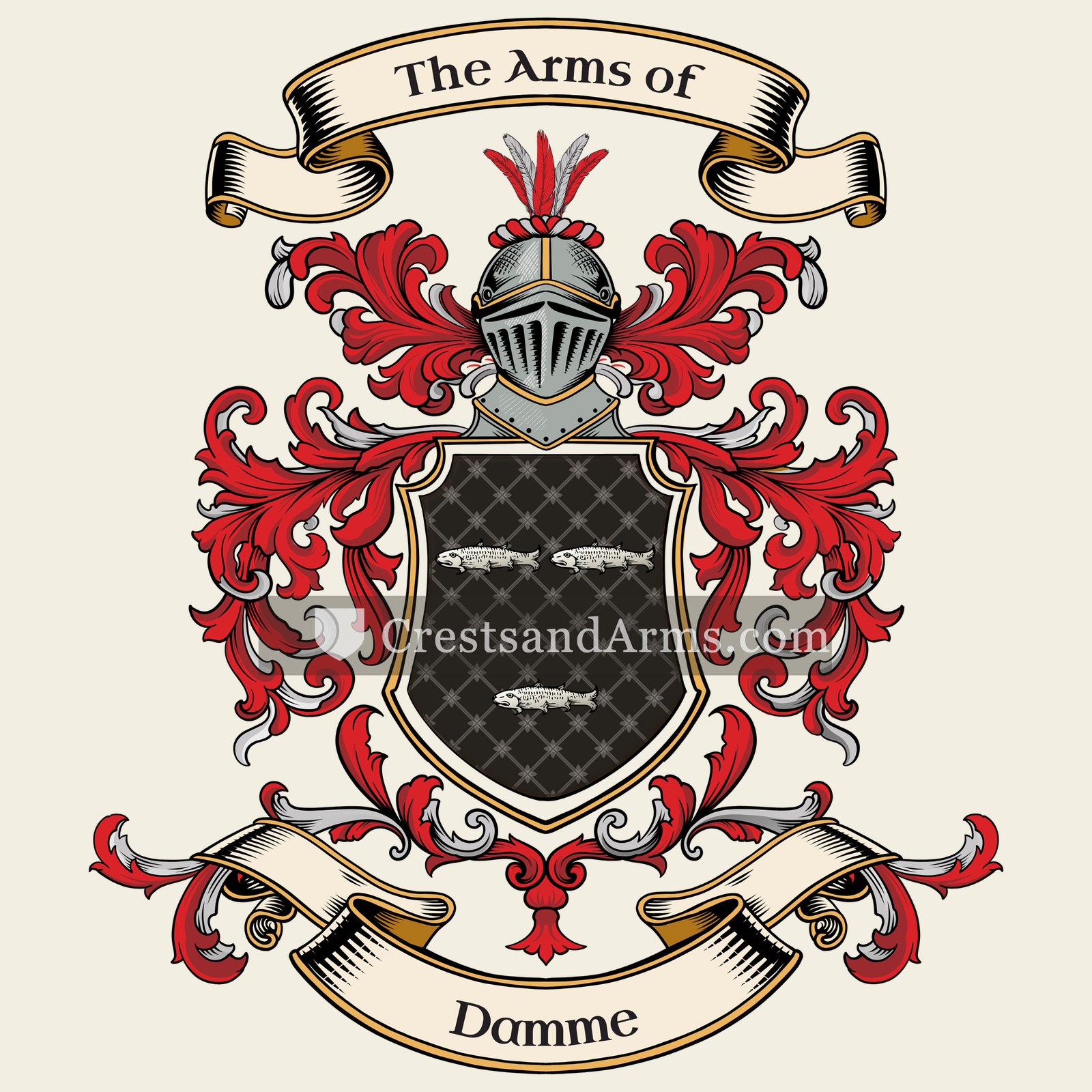 The Damme coat of arms, drawn from the recorded blazon