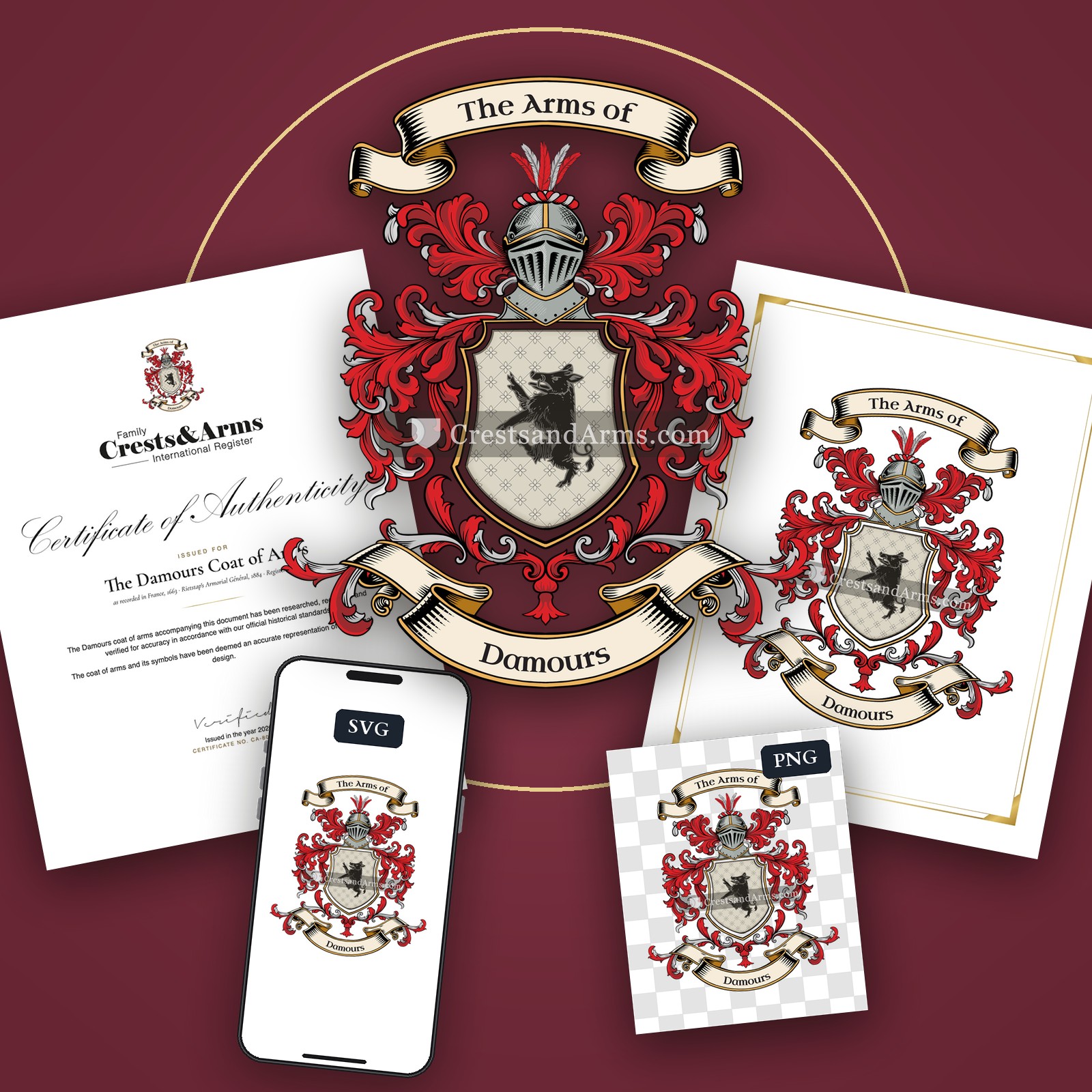 The Damours arms on the coat of arms — digital pack