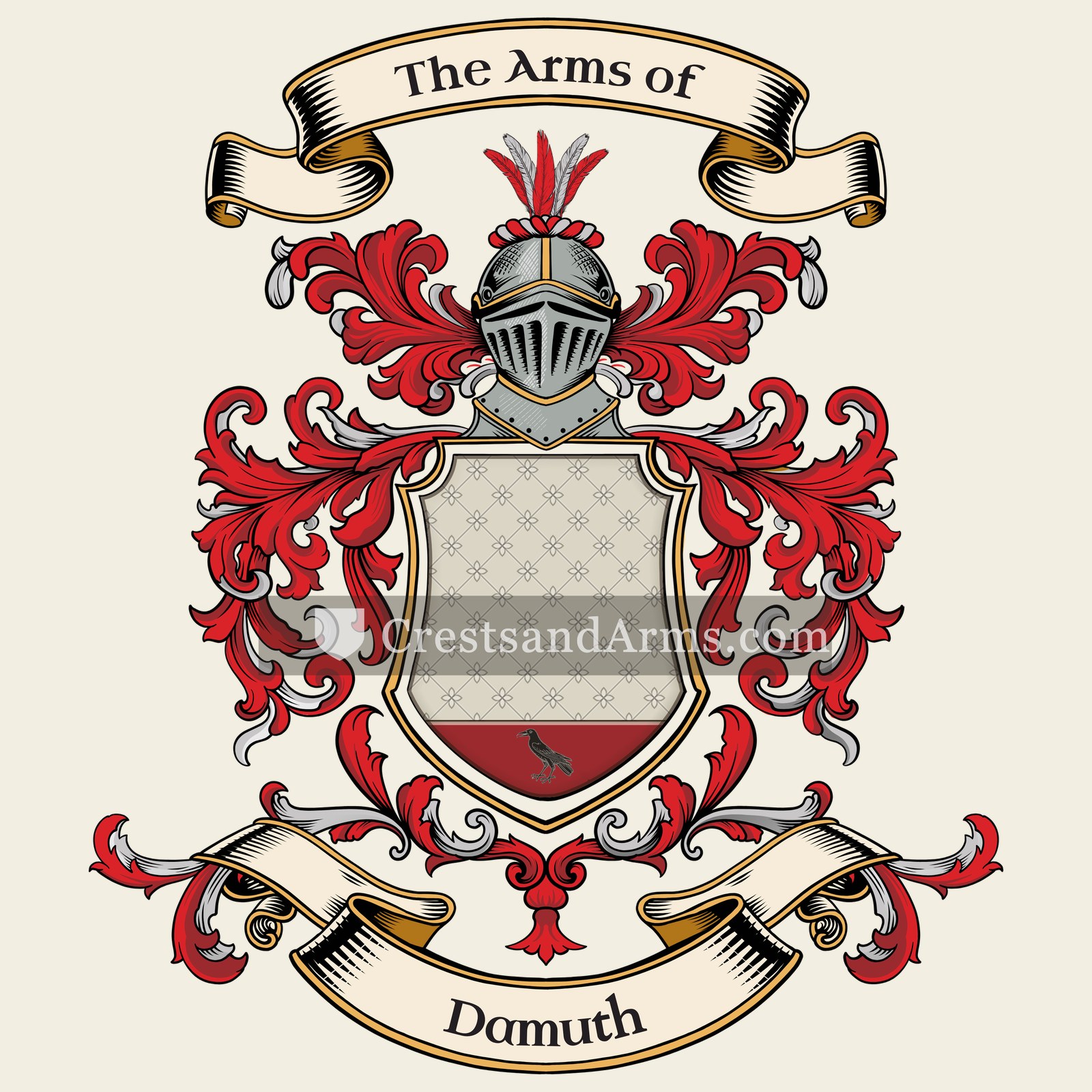 The Damuth coat of arms, drawn from the recorded blazon