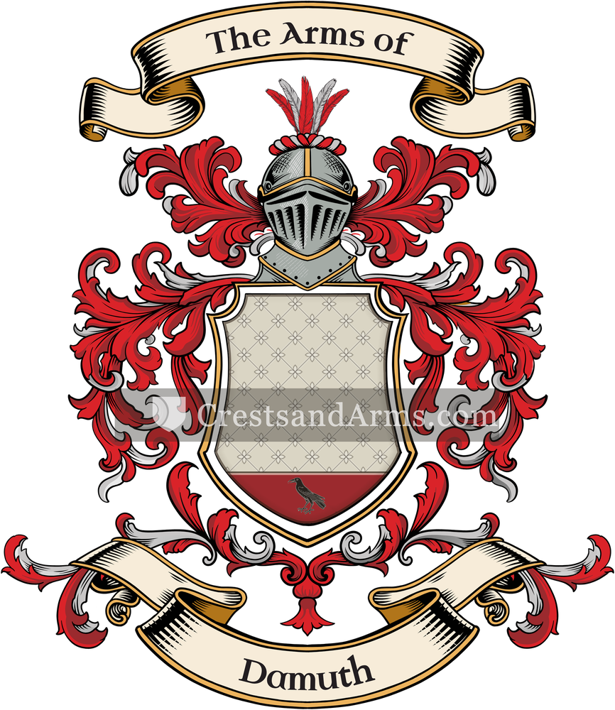 The Damuth coat of arms, drawn from the recorded blazon