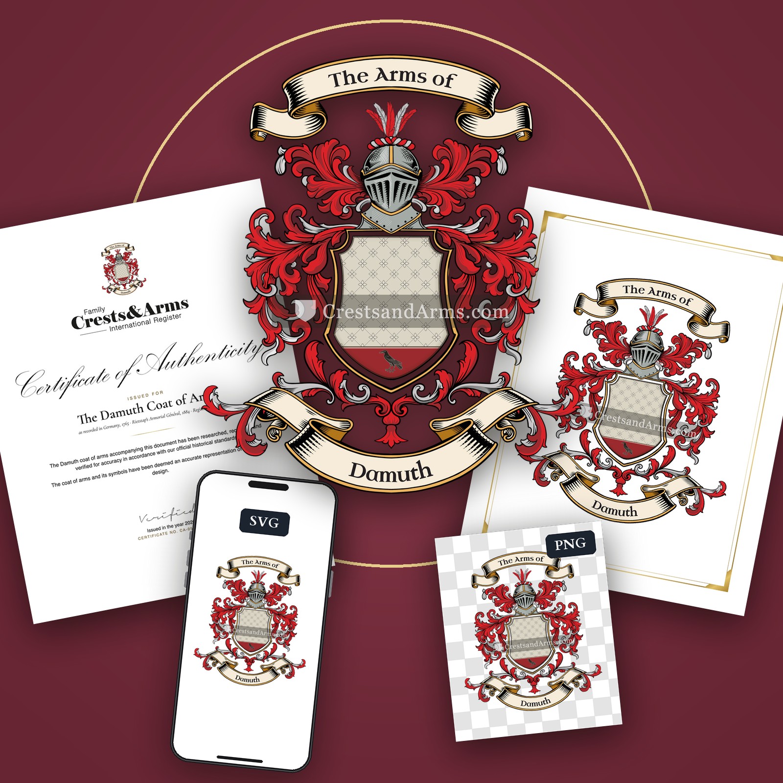 The Damuth arms on the coat of arms — digital pack