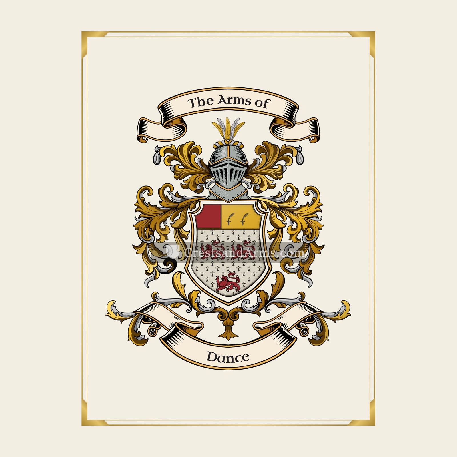 With gold border