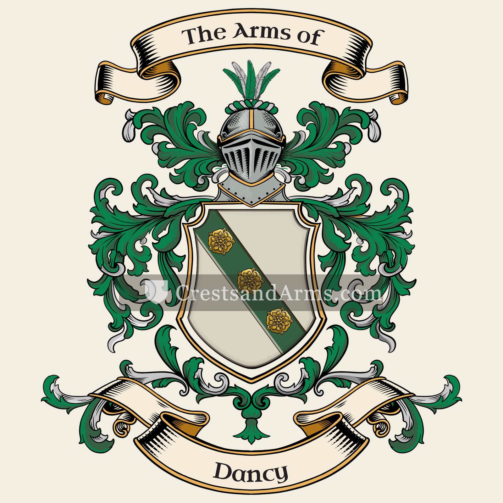 The Dancy coat of arms, drawn from the recorded blazon